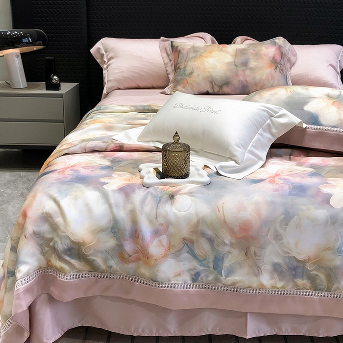 黑白森林 2026新款天丝印花夏被四件套系列 梦境-粉