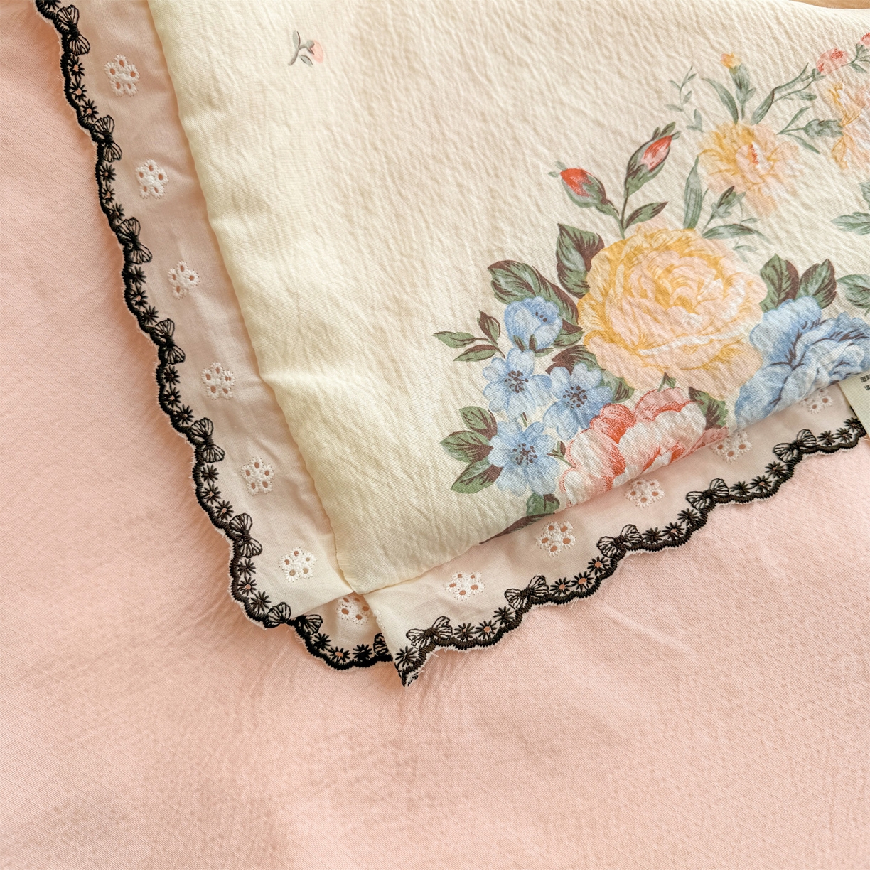 91家纺网 家纺一手货源 找家纺 招财星家纺 2026新款A类全棉花边云感双层纱大豆纤维夏被四件套夏被夏凉被空调被（带质检报告买家秀） 花边款-萌宠花园