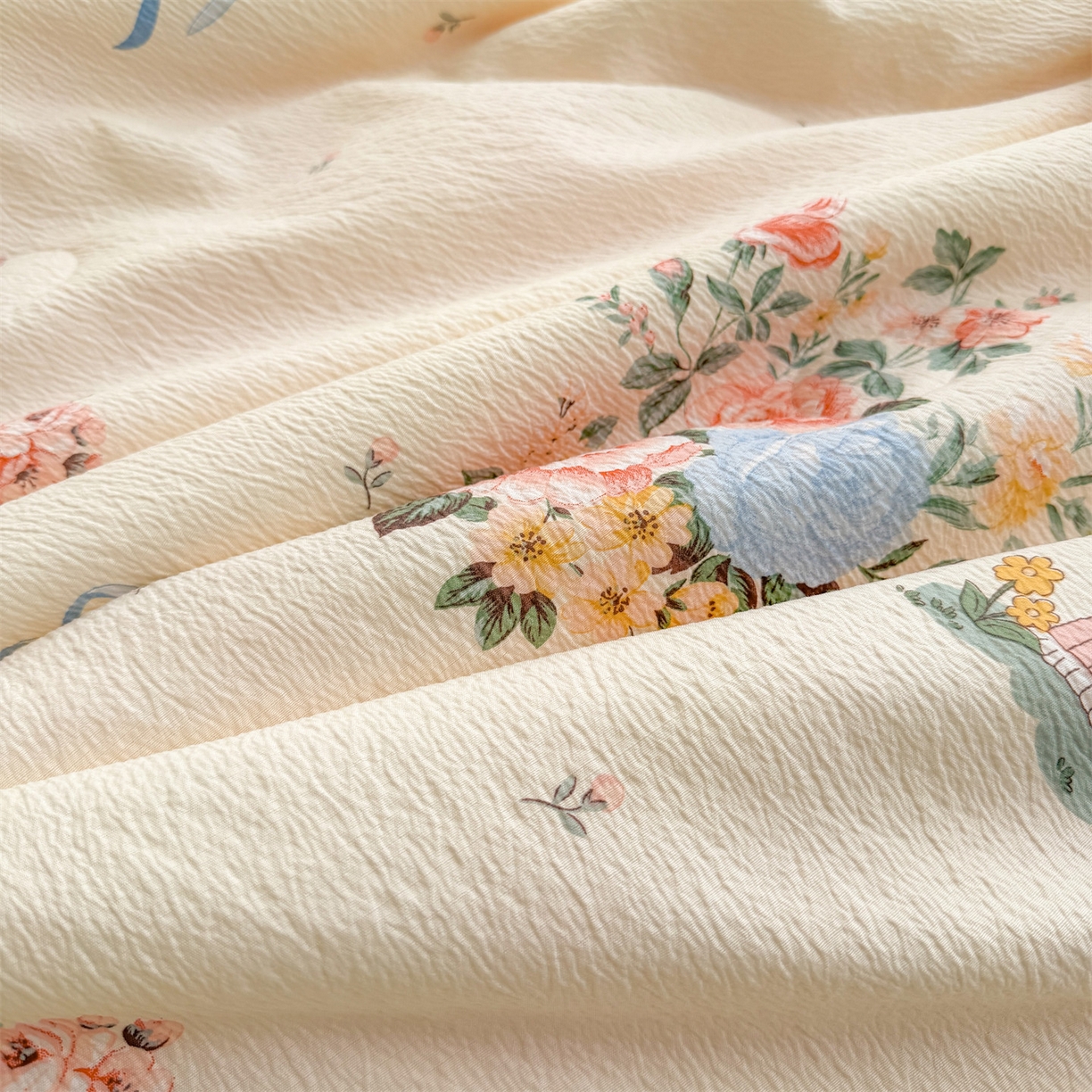 91家纺网 家纺一手货源 找家纺 招财星家纺 2026新款A类全棉花边云感双层纱大豆纤维夏被四件套夏被夏凉被空调被（带质检报告买家秀） 花边款-萌宠花园