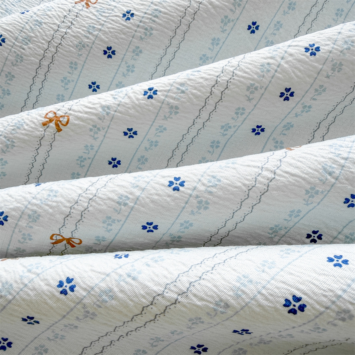 91家纺网 家纺一手货源 找家纺 招财星家纺 2026新款A类全棉花边云感双层纱大豆纤维夏被四件套夏被夏凉被空调被（带质检报告买家秀） 花边款-幸运结-蓝