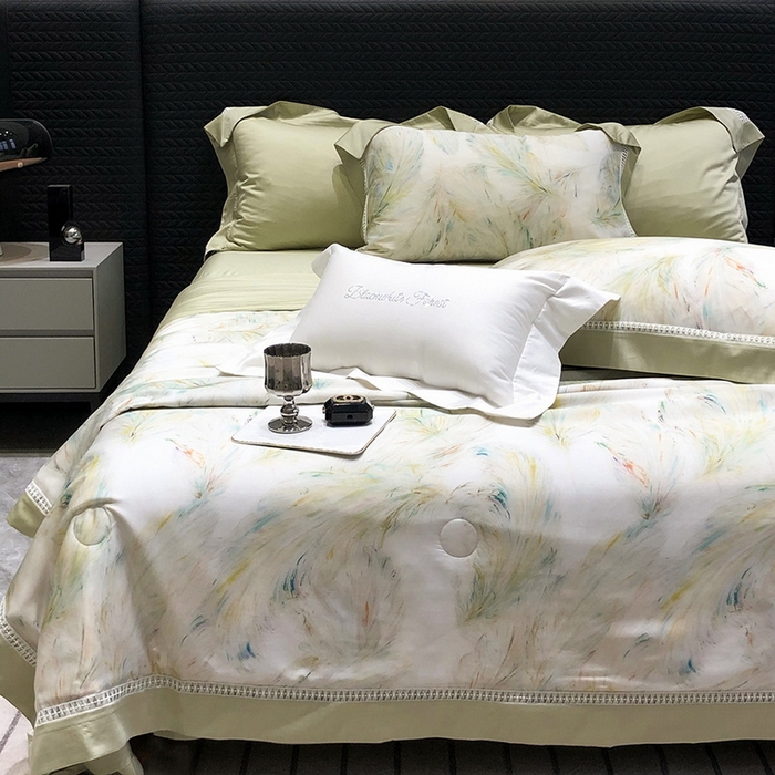 91家纺网 家纺一手货源 找家纺 （总）黑白森林 2026新款天丝印花夏被四件套系列