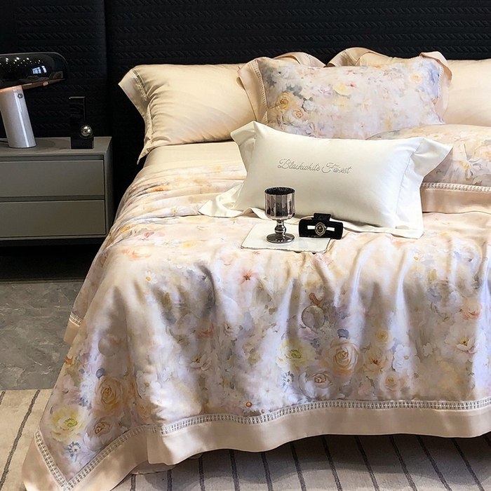 91家纺网 家纺一手货源 找家纺 （总）黑白森林 2026新款天丝印花夏被四件套系列