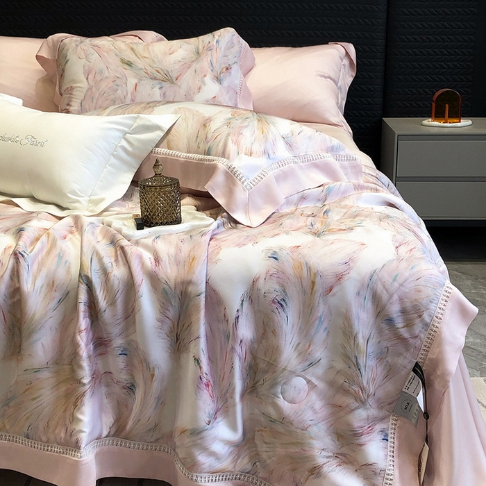 91家纺网 家纺一手货源 找家纺 （总）黑白森林 2026新款天丝印花夏被四件套系列