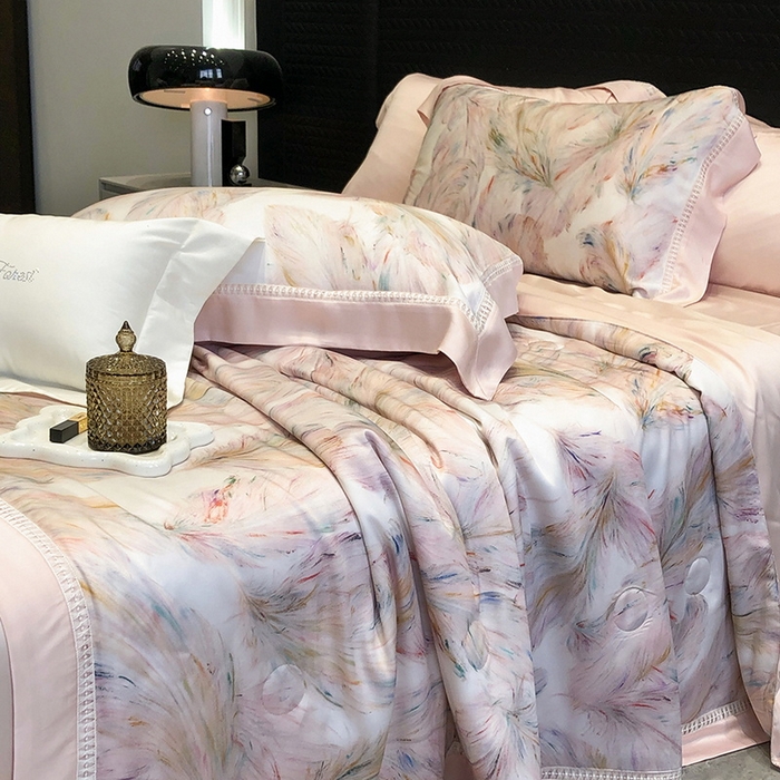 91家纺网 家纺一手货源 找家纺 （总）黑白森林 2026新款天丝印花夏被四件套系列