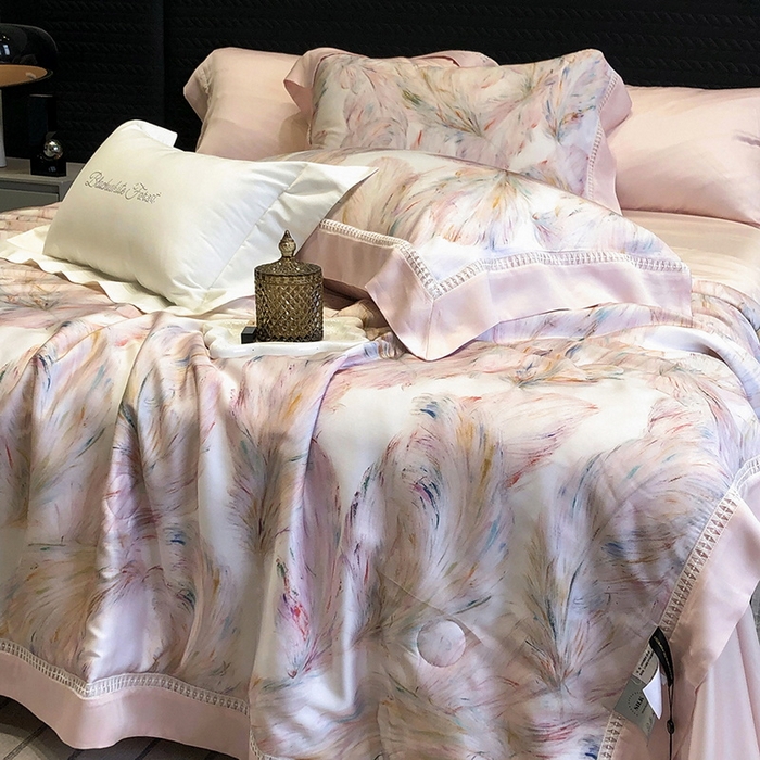 91家纺网 家纺一手货源 找家纺 （总）黑白森林 2026新款天丝印花夏被四件套系列