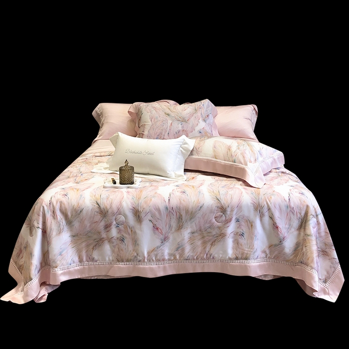 91家纺网 家纺一手货源 找家纺 （总）黑白森林 2026新款天丝印花夏被四件套系列