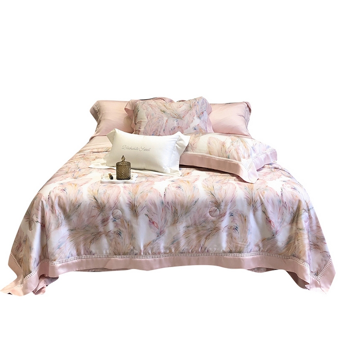 91家纺网 家纺一手货源 找家纺 （总）黑白森林 2026新款天丝印花夏被四件套系列