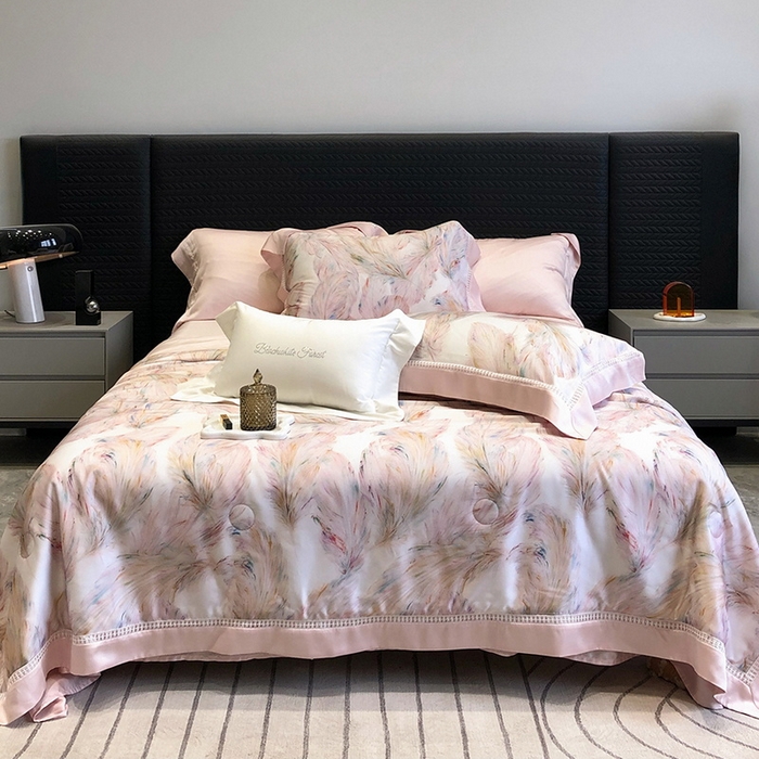 91家纺网 家纺一手货源 找家纺 （总）黑白森林 2026新款天丝印花夏被四件套系列