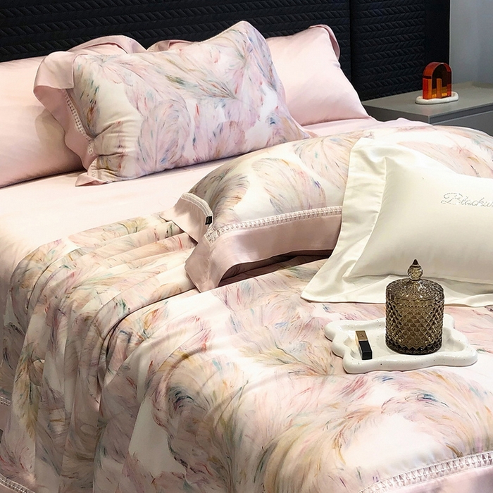 91家纺网 家纺一手货源 找家纺 （总）黑白森林 2026新款天丝印花夏被四件套系列