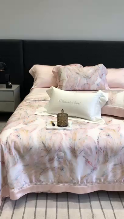 91家纺网 家纺一手货源 找家纺 （总）黑白森林 2026新款天丝印花夏被四件套系列