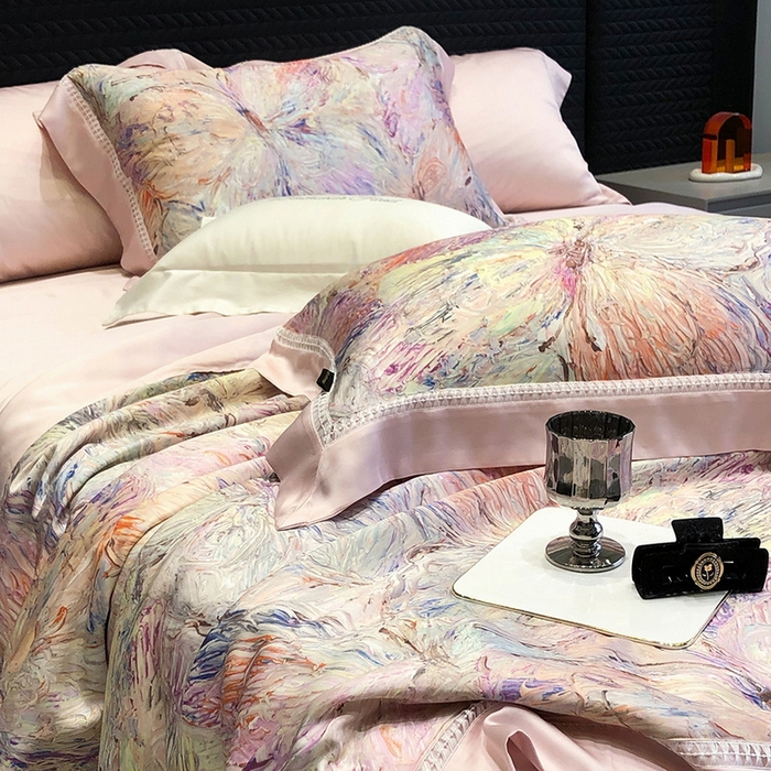 91家纺网 家纺一手货源 找家纺 黑白森林 2026新款天丝印花夏被四件套系列 慕颜