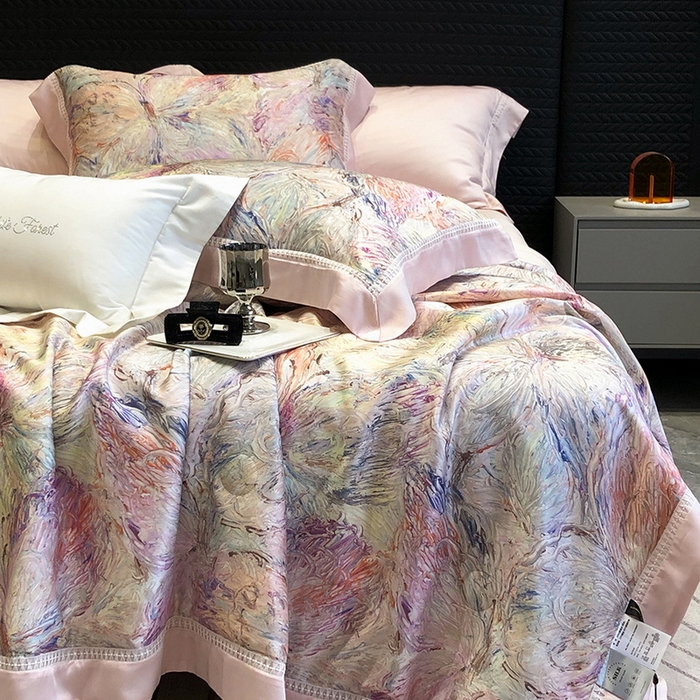 91家纺网 家纺一手货源 找家纺 黑白森林 2026新款天丝印花夏被四件套系列 慕颜