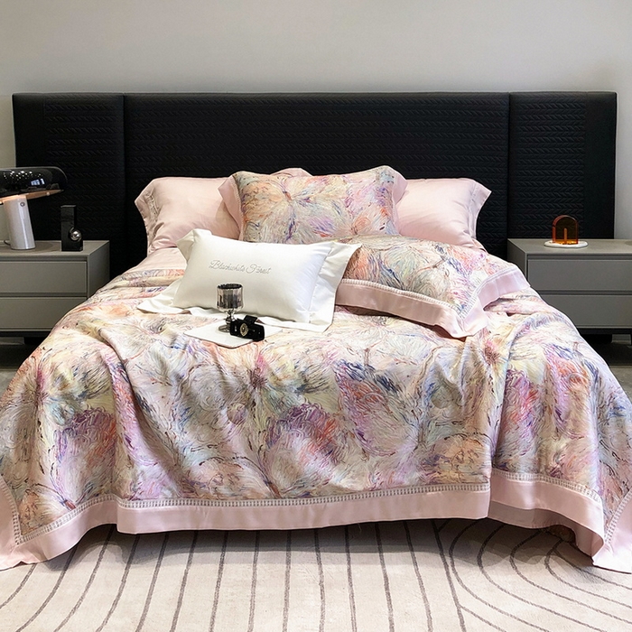 91家纺网 家纺一手货源 找家纺 黑白森林 2026新款天丝印花夏被四件套系列 慕颜