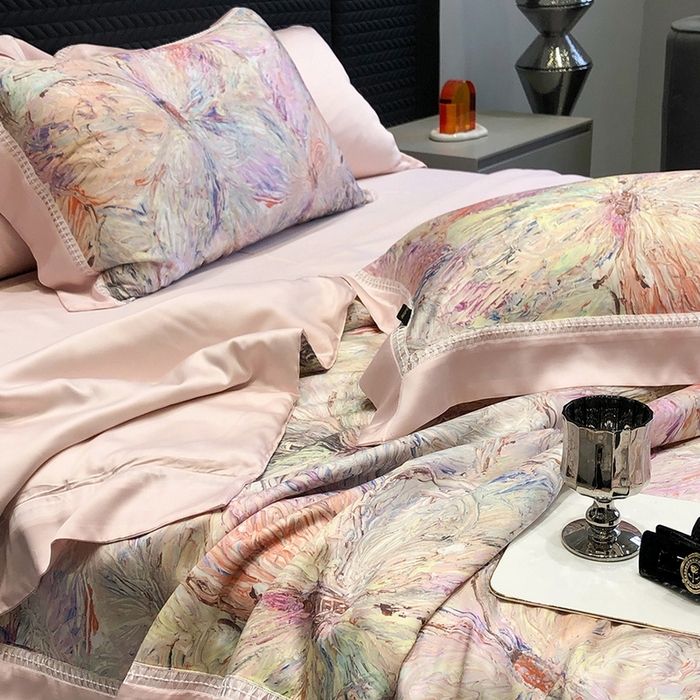 91家纺网 家纺一手货源 找家纺 黑白森林 2026新款天丝印花夏被四件套系列 慕颜