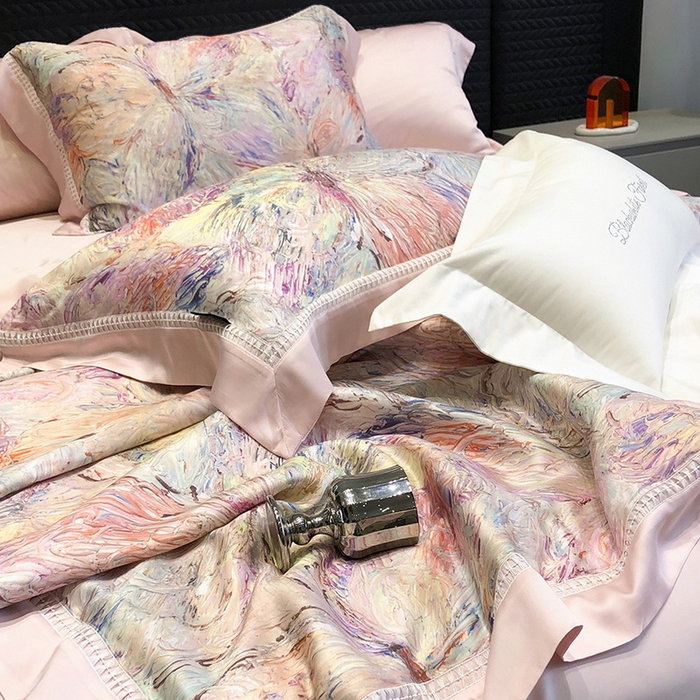 91家纺网 家纺一手货源 找家纺 黑白森林 2026新款天丝印花夏被四件套系列 慕颜