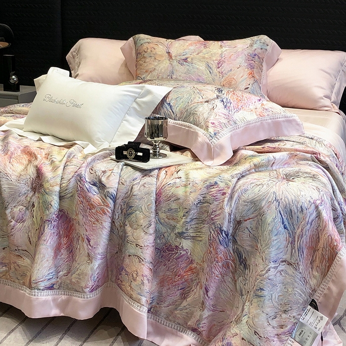 91家纺网 家纺一手货源 找家纺 黑白森林 2026新款天丝印花夏被四件套系列 慕颜