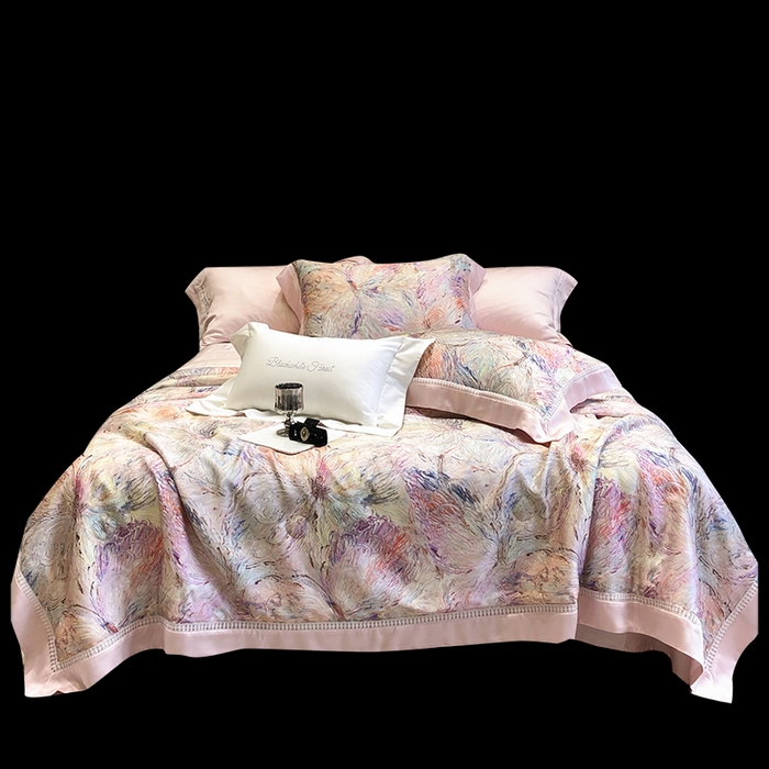 91家纺网 家纺一手货源 找家纺 黑白森林 2026新款天丝印花夏被四件套系列 慕颜