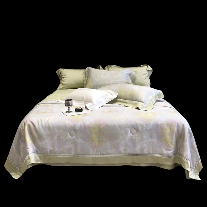 91家纺网 家纺一手货源 找家纺 黑白森林 2026新款天丝印花夏被四件套系列 情愫-灰