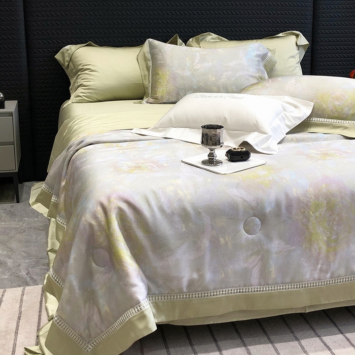 91家纺网 家纺一手货源 找家纺 黑白森林 2026新款天丝印花夏被四件套系列 情愫-灰