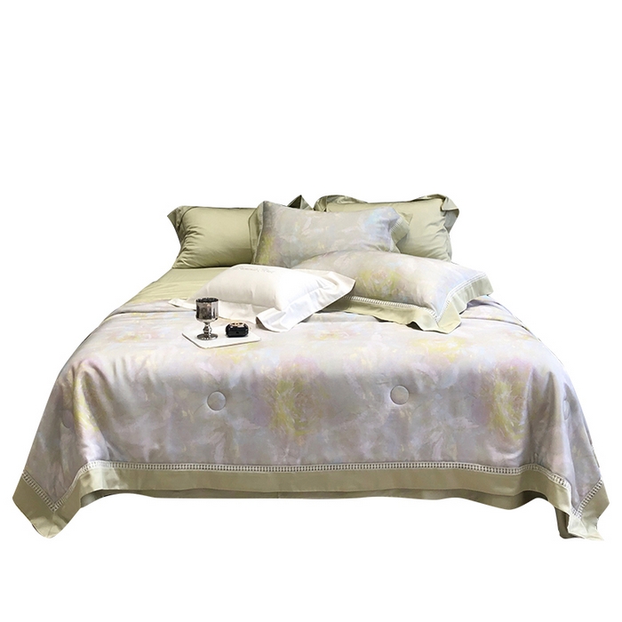 91家纺网 家纺一手货源 找家纺 黑白森林 2026新款天丝印花夏被四件套系列 情愫-灰