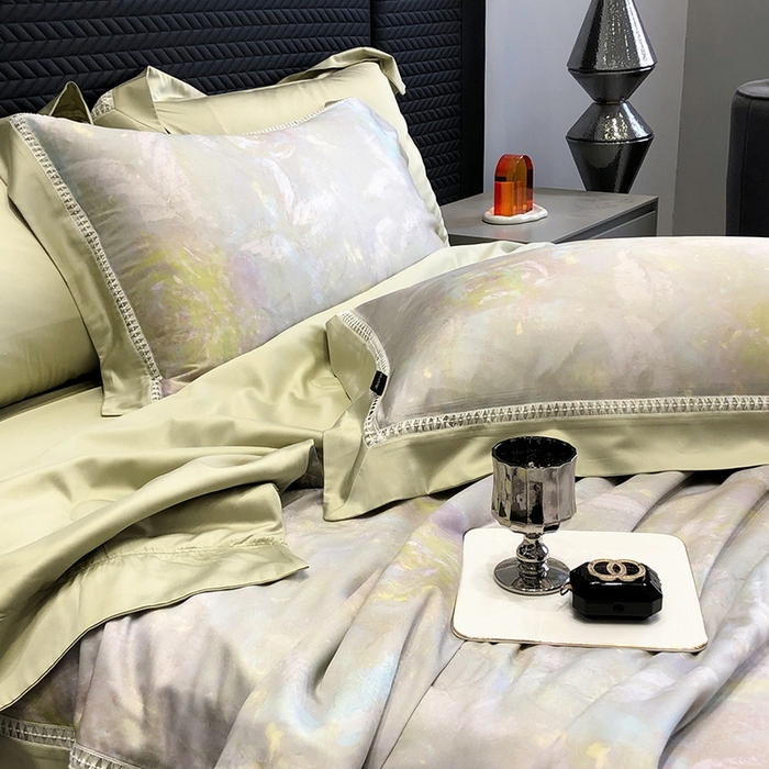 91家纺网 家纺一手货源 找家纺 黑白森林 2026新款天丝印花夏被四件套系列 情愫-灰