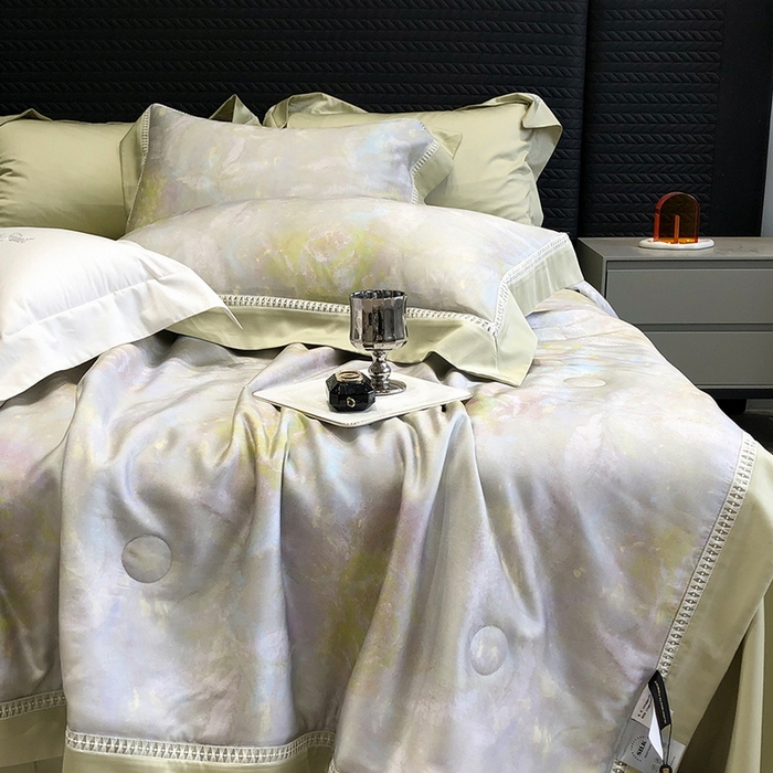 91家纺网 家纺一手货源 找家纺 黑白森林 2026新款天丝印花夏被四件套系列 情愫-灰