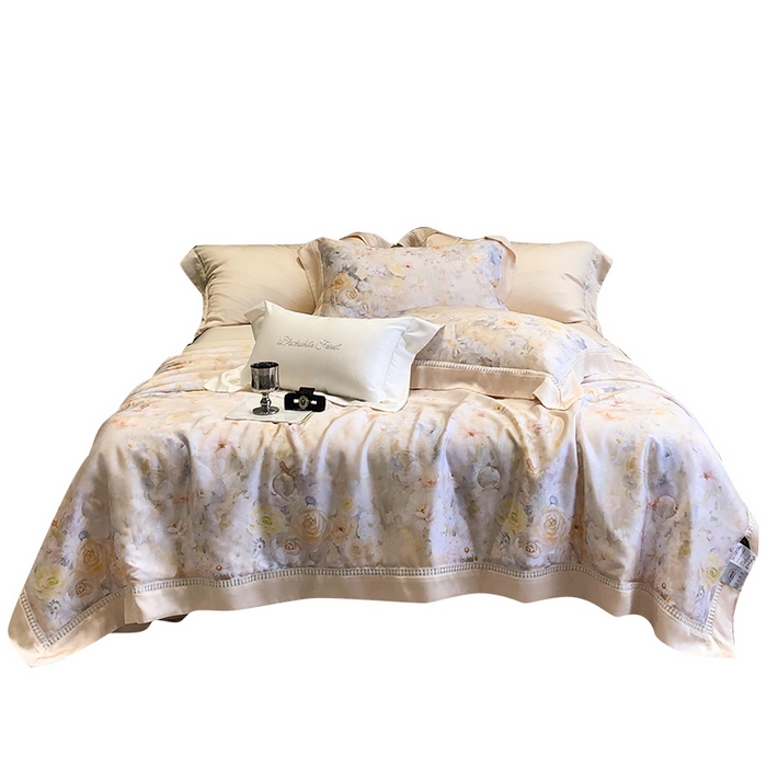 91家纺网 家纺一手货源 找家纺 黑白森林 2026新款天丝印花夏被四件套系列 如愿