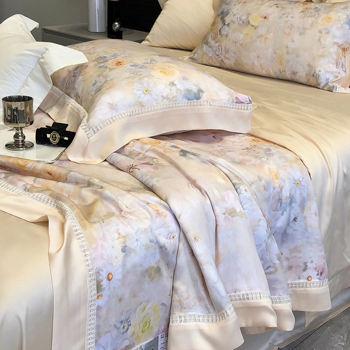 91家纺网 家纺一手货源 找家纺 黑白森林 2026新款天丝印花夏被四件套系列 如愿