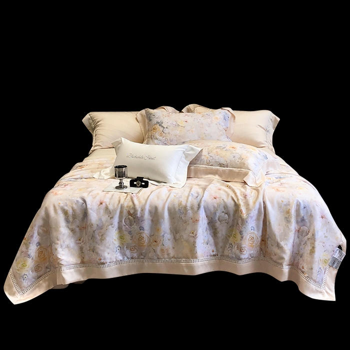 91家纺网 家纺一手货源 找家纺 黑白森林 2026新款天丝印花夏被四件套系列 如愿