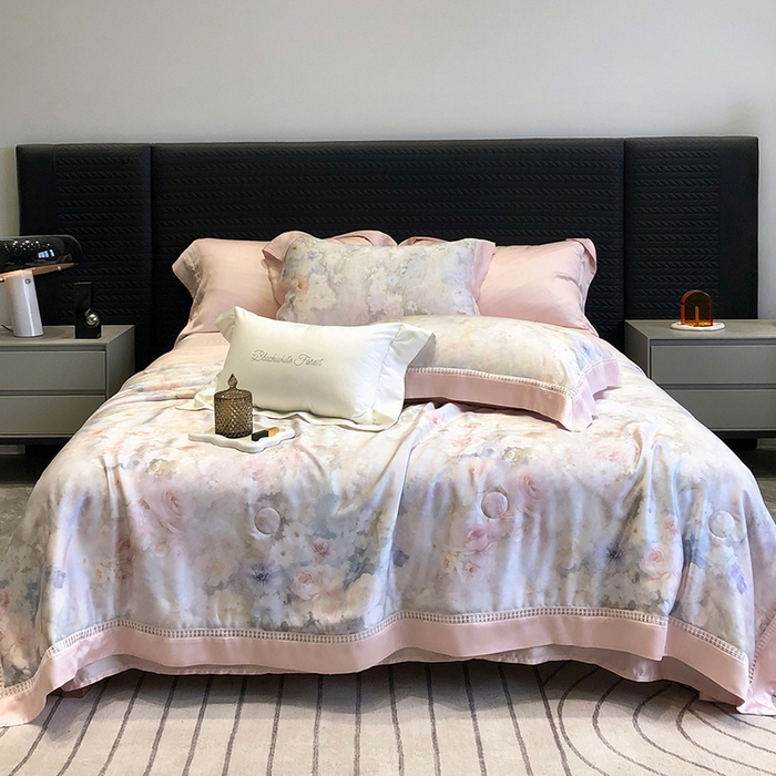 91家纺网 家纺一手货源 找家纺 黑白森林 2026新款天丝印花夏被四件套系列 薇宁