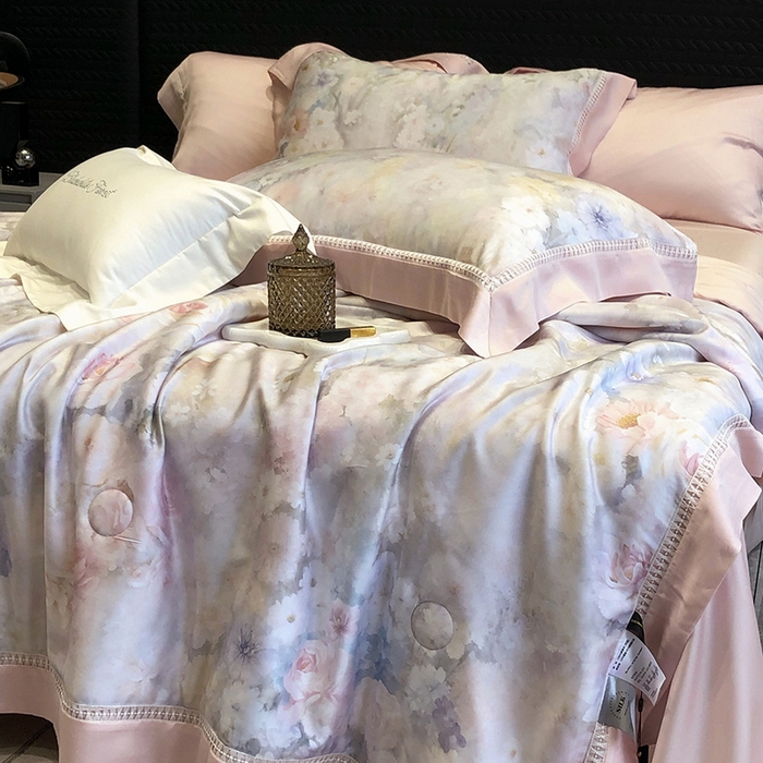 91家纺网 家纺一手货源 找家纺 黑白森林 2026新款天丝印花夏被四件套系列 薇宁