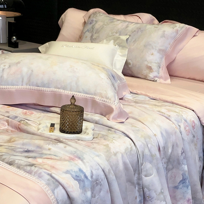 91家纺网 家纺一手货源 找家纺 黑白森林 2026新款天丝印花夏被四件套系列 薇宁