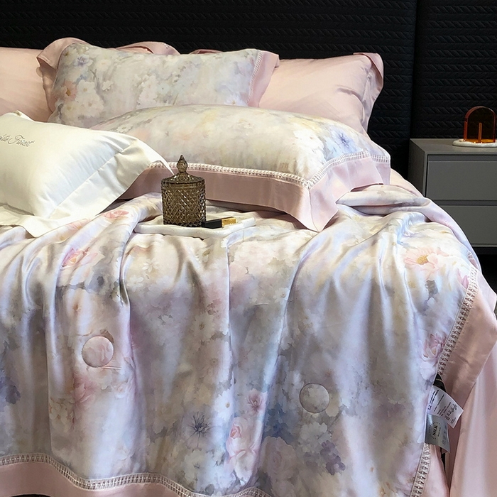 91家纺网 家纺一手货源 找家纺 黑白森林 2026新款天丝印花夏被四件套系列 薇宁