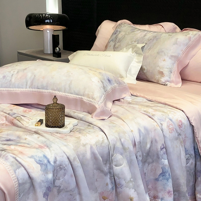 91家纺网 家纺一手货源 找家纺 黑白森林 2026新款天丝印花夏被四件套系列 薇宁