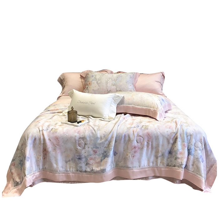 91家纺网 家纺一手货源 找家纺 黑白森林 2026新款天丝印花夏被四件套系列 薇宁