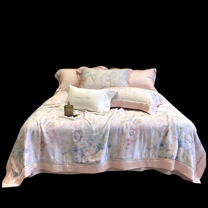 91家纺网 家纺一手货源 找家纺 黑白森林 2026新款天丝印花夏被四件套系列 薇宁