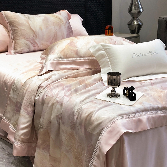 91家纺网 家纺一手货源 找家纺 （总）黑白森林 2026新款天丝印花夏被四件套系列