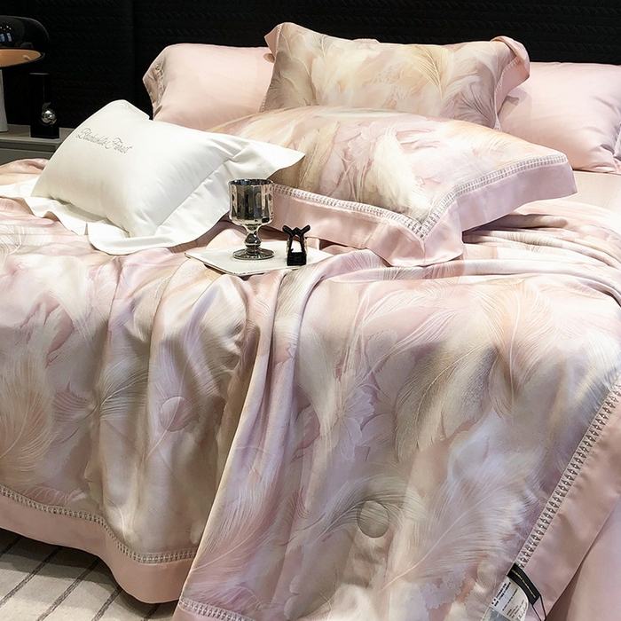 91家纺网 家纺一手货源 找家纺 （总）黑白森林 2026新款天丝印花夏被四件套系列