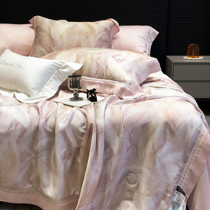 91家纺网 家纺一手货源 找家纺 （总）黑白森林 2026新款天丝印花夏被四件套系列