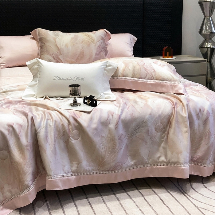 91家纺网 家纺一手货源 找家纺 （总）黑白森林 2026新款天丝印花夏被四件套系列