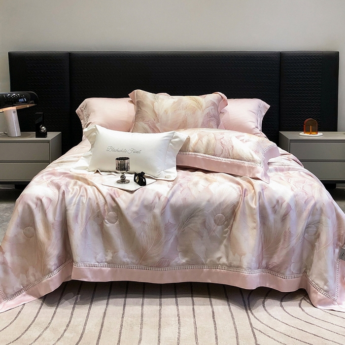 91家纺网 家纺一手货源 找家纺 （总）黑白森林 2026新款天丝印花夏被四件套系列