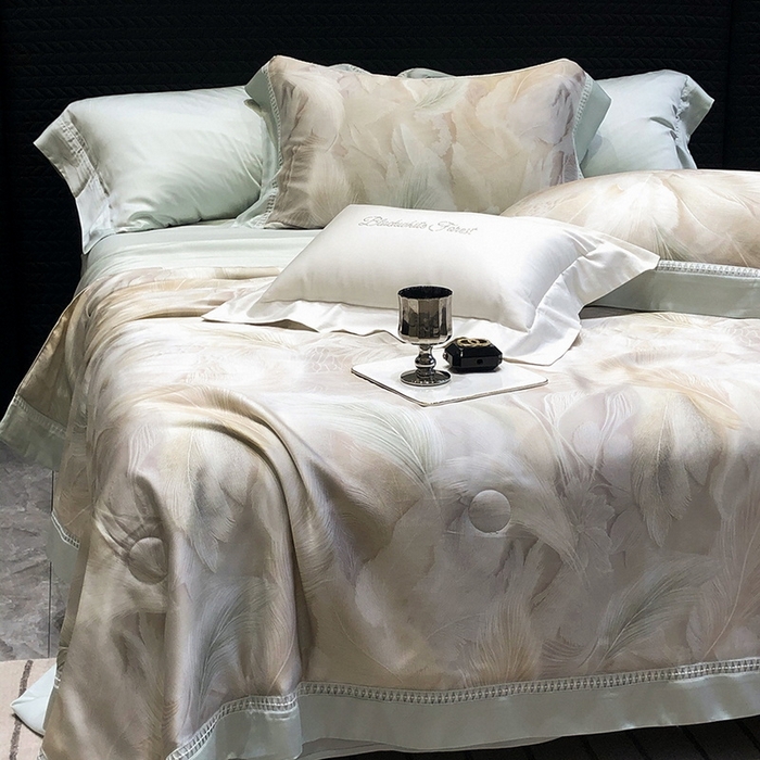 91家纺网 家纺一手货源 找家纺 黑白森林 2026新款天丝印花夏被四件套系列 丝蕴-兰