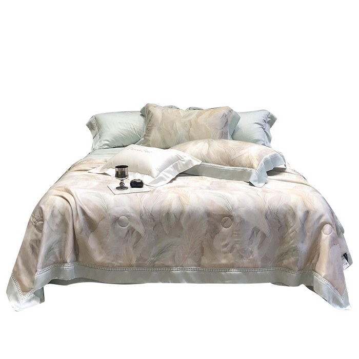 91家纺网 家纺一手货源 找家纺 黑白森林 2026新款天丝印花夏被四件套系列 丝蕴-兰