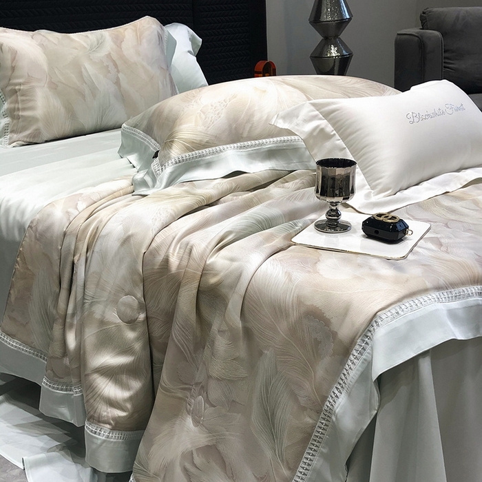 91家纺网 家纺一手货源 找家纺 黑白森林 2026新款天丝印花夏被四件套系列 丝蕴-兰