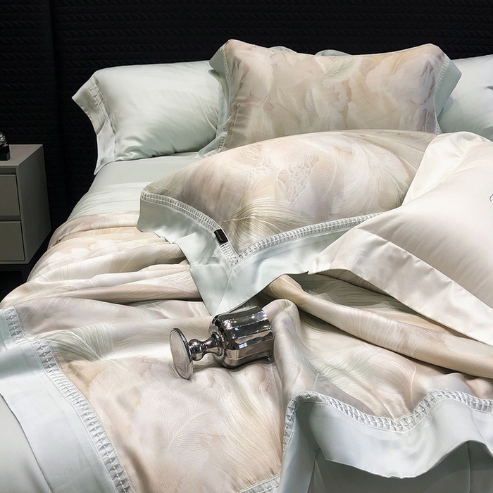 91家纺网 家纺一手货源 找家纺 黑白森林 2026新款天丝印花夏被四件套系列 丝蕴-兰