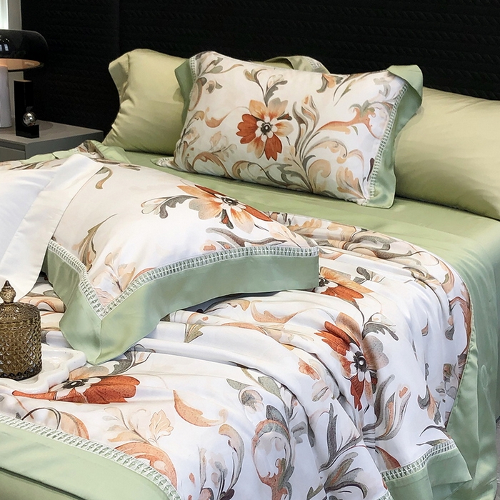 91家纺网 家纺一手货源 找家纺 黑白森林 2026新款天丝印花夏被四件套系列 薇尔-绿