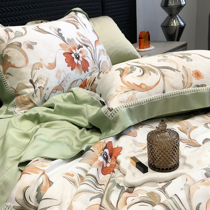 91家纺网 家纺一手货源 找家纺 黑白森林 2026新款天丝印花夏被四件套系列 薇尔-绿