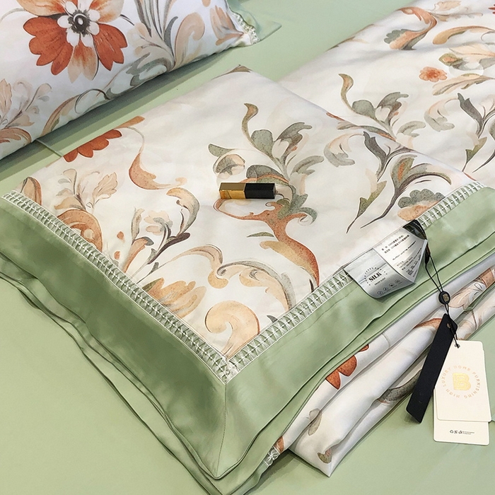 91家纺网 家纺一手货源 找家纺 黑白森林 2026新款天丝印花夏被四件套系列 薇尔-绿