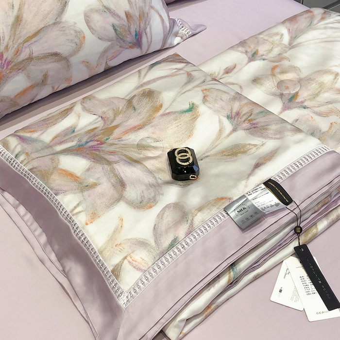 91家纺网 家纺一手货源 找家纺 黑白森林 2026新款天丝印花夏被四件套系列 未央-紫