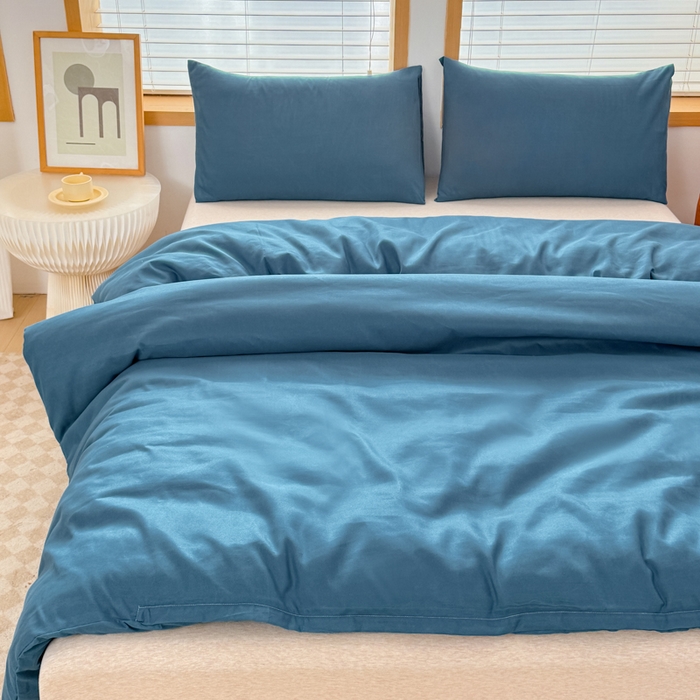 91家纺网 家纺一手货源 找家纺 （总）莎臣豹 2026新款水洗棉磨毛原棉纯色印花简约风四件套风格二